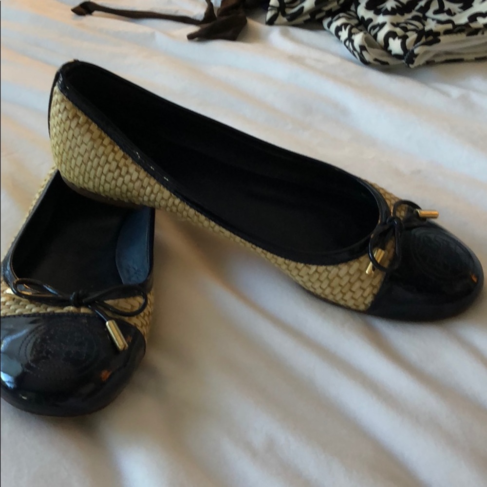 Tory Burch tweed patent ballet flat